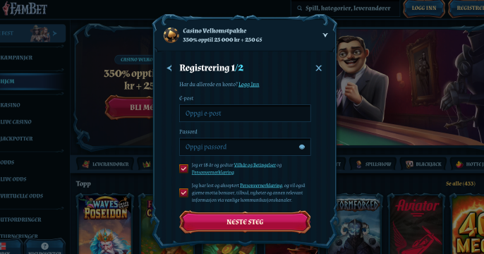 Registrering hos Fambet Casino